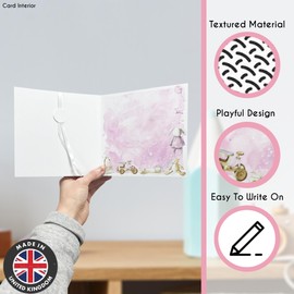 New Baby Girl Card With Wooden Hanging Cloud Keepsake - Baby Girl Gifts Newborn - Welcome To The World Little One, Ideal for New Parents, New Baby Card (Pink)