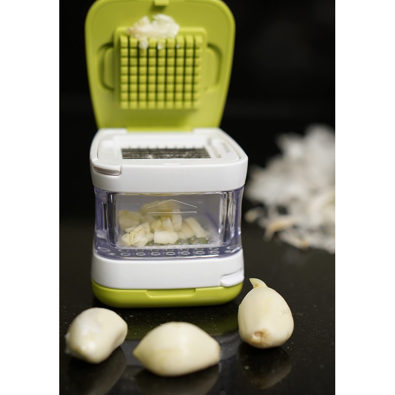 RSVP International Garlic Clove Cube Press Tool, Green/White | BPA-Free