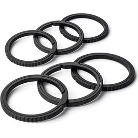 [TIMULTI] Key Ring, Titanium Key Chain, Men's, Lightweight, Double Ring, Side Pushing Design (Black, 3 x S + 3 M Pieces), Black S * 3 + M * 3