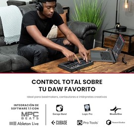 Akai Professional MPK Mini MK3 - Teclado Controlador MIDI USB de 25 Teclas con 8 Drum Pads, 8 Perillas, Software de Producción Musical y Native Instru