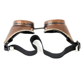 Genuine Saddle Leather Victorian Steampunk Style Goggles Bikers Burning Man Cosplay (Brown Leather)