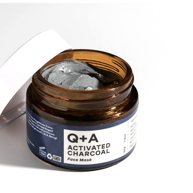 Q+A Activated Charcoal Mask. A detoxifying Charcoal cosmetic mask to