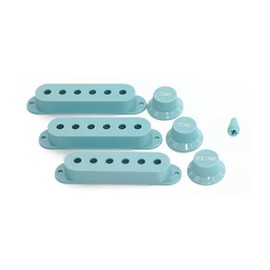 Guyker 3Pcs Plastic Guitars Single Coil Pickup Covers (52mm Pole Spacing) & 1 Volume 2 Tone 1V2T Switch Knobs & Switch Tip Cap Pickup Mounting Ring Set for Electric Guitar Bass (PS030-21)