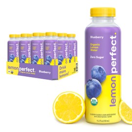 Lemon Perfect Blueberry, Flavored Lemon Water, Organic, Zero Sugar, Healthy Hydration Drinks, 15.2 fl oz Bottles (12-Pack)