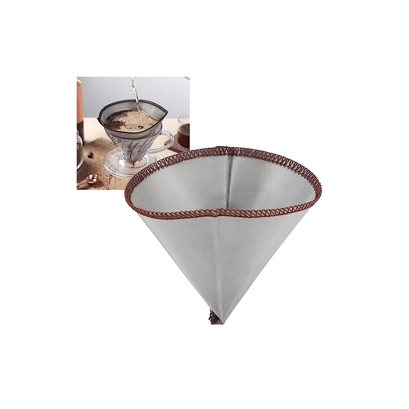 Reusable Coffee Filter Cone Shape Fine Filtering 304 Stainless Steel