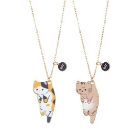 3Pcs Friendship BFF Necklace Cute Kitty Cat Pendant Necklace Funny Little Cat Choker Necklace for Women Men Best Friends Jewelry Gift, Zinc, No Gemstone