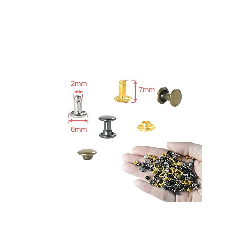 400Sets Rivets for Leather, 6mm Double Round Cap Rivets, Leather