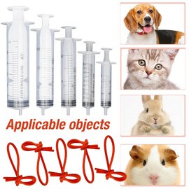 MDEOOSKY 10 Pack Tube Feeding Kit, Includes 5 Pack 8 FR Red Feeding Tubes & 5 Pack 5/10/20/30/60 ML Syringes & 1 Bulb Syringe for Lamb Goat Puppy Whelping Kitten Measuring Watering