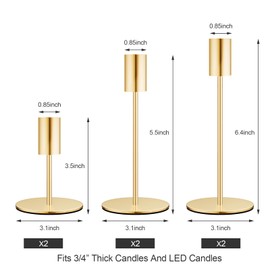 zeochyni Set of 6 French Gold Taper Candle Holders Candlestick Holders, Decor Candle Stick Candle Holder for Table or Mantel Centerpiece, Wedding, Dinning, Party Home Decor