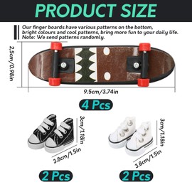 ZOCONE Mini Finger Shoes Skateboards Set - 4 Pairs Finger Scooter Shoes White & Black Mini Fingerboard Skateboard Shoes for Finger Toys with 4 Fingerboards for Finger Breakdance Party Bag Fillers