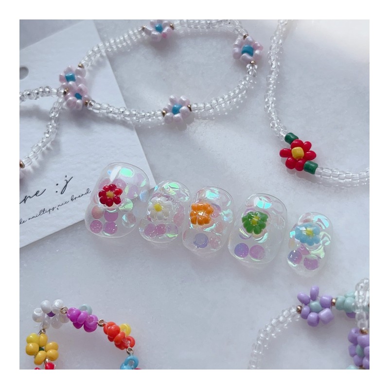 Tiny bead flower ꕤ - Oval / 쪼꼬미 비즈꽃 ꕤ