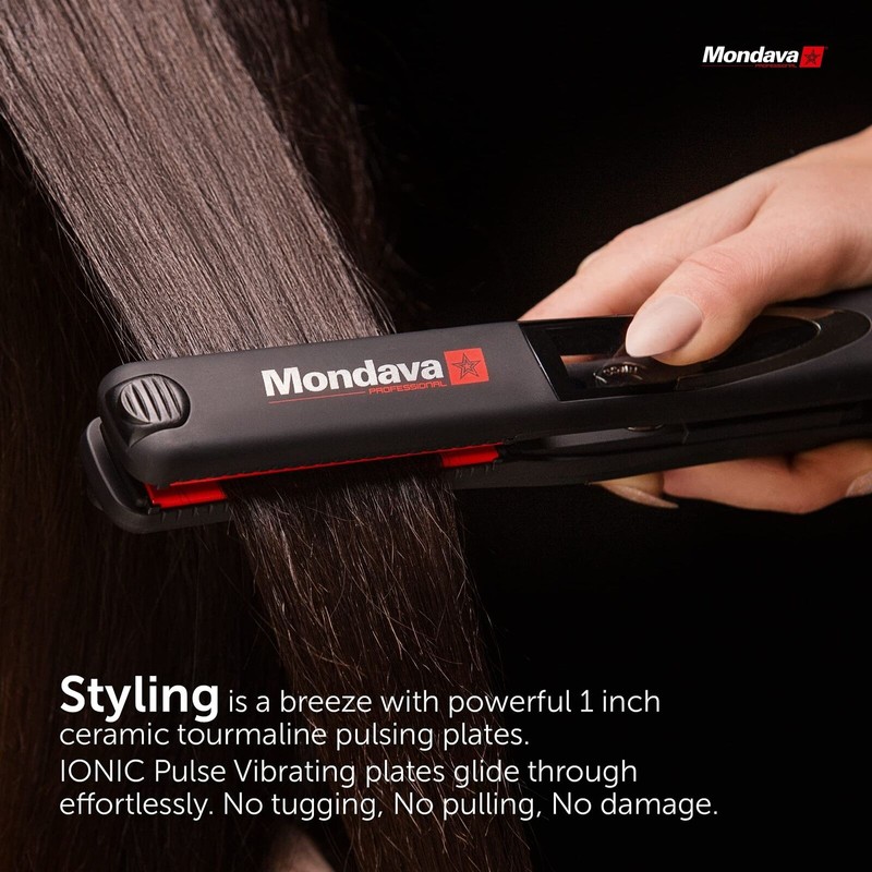 Mondava Professional Ceramic Tourmaline Hair Straightener Flat Iron and Curler,