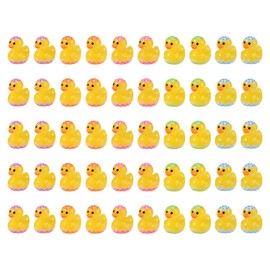 50pcs Mini Tiny Easter Resin Ducks, 5 Colors Miniature Small Little Duck Figurine in Egg for Easter Party Decor and Favor(Blue, Pink, Green, Purple, Orange)