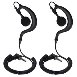 HYSHIKRA G-Form Ear Hook Headphones - 3.5 mm Jack - One Ear - Headphones Headset for Radios (Pack of 2)