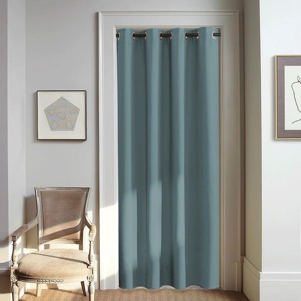 NICETOWN Blackout Greyish Blue Curtain for Living Room - Grommet