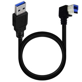 XROLAND USB3.0 Cable Flexible USB3.0 Cable A Male to B Male 90 Degree Right Angle USB3.0 Printer Cable for Scanner, Printer USB Data Cable, Style: B