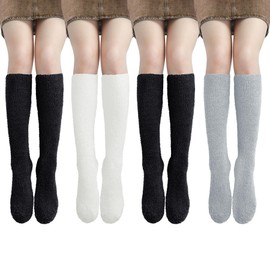 Kotashion Women Fluffy Warm Knee-High Socks Winter Socks Fuzzy Thick Soft Socks Long Cosy Thermal Ladies Socks for Ladies Girls Christmas Birthday Gifts, Multipack