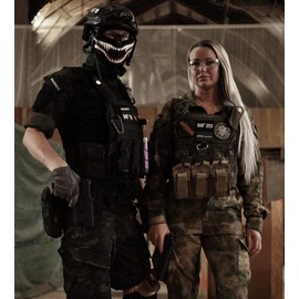 OneTigris X Storm Airsoft Mask with Removable Shark Pine Morale Patch for Airsoft Paintball CS