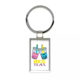 For Best Friend Friendship : Gift Rectangular Keychain Besteas Tea Drink Kitchen