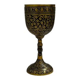 Morcomart 9oz Heavy Base Solid Brass Chalice Cup, Communion Goblet Cup,Cocktail Goblet,Party Favor,Wedding,Christmas 1pc