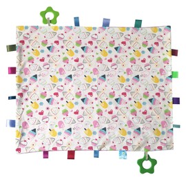 Large Tag Security Blanket for Babies - Toddlers Taggy Security Blanket, Lovely Tag Blanket Comforter, Pink