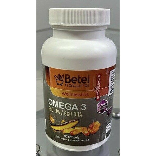 Betel Omega 3 6 9 EPA / DHA - Aceite de Pescado - 90 soft gels 3000mg Colesterol