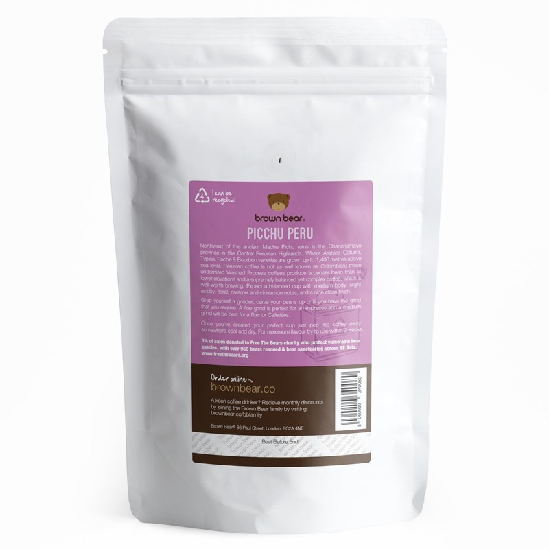 Picchu Peru Peruvian Medium Roast Coffee Beans 227g - For