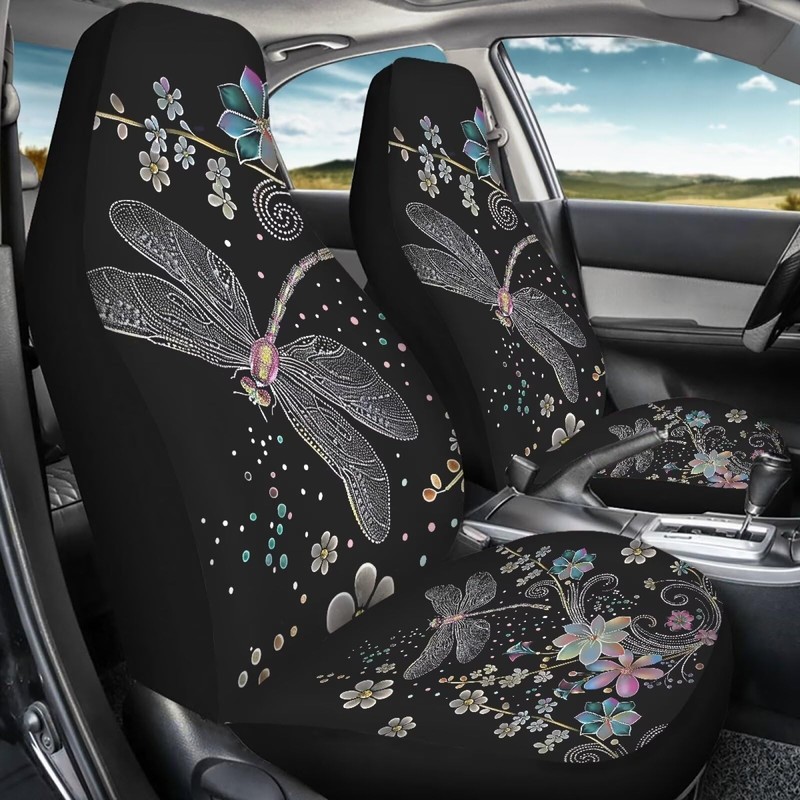 Brosoneto Floral Dragonfly Car Seat Covers Thin Covers for Front