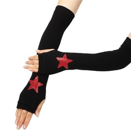 Sup-Coente Y2k Arm Warmers Goth Black Long Fingerless Gloves for Women Gothic Arm Sleeves Emo Grunge Punk Rock Arm Covers Scene