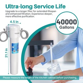 ICEPURE WFS5300A-20 5 Years or 40K Gallons Under Sink Water Filtration System, Ultra High Capacity NSF/ANSI CAN372 & 42 Certified, Direct Connect Drinking Faucet, Removes Chlorine, Odor, Heavy Metals