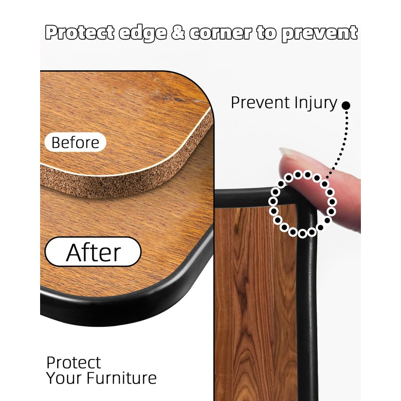 U-Shape Black TPE Edge Banding 16.4Ft Self-Adhesive Flexible Edge Trim,