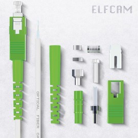 Elfcam Fiber Optic Cable SC/APC to SC/APC Simplex Singlemode OS2 9/125μm LSZH, White (0.5m)