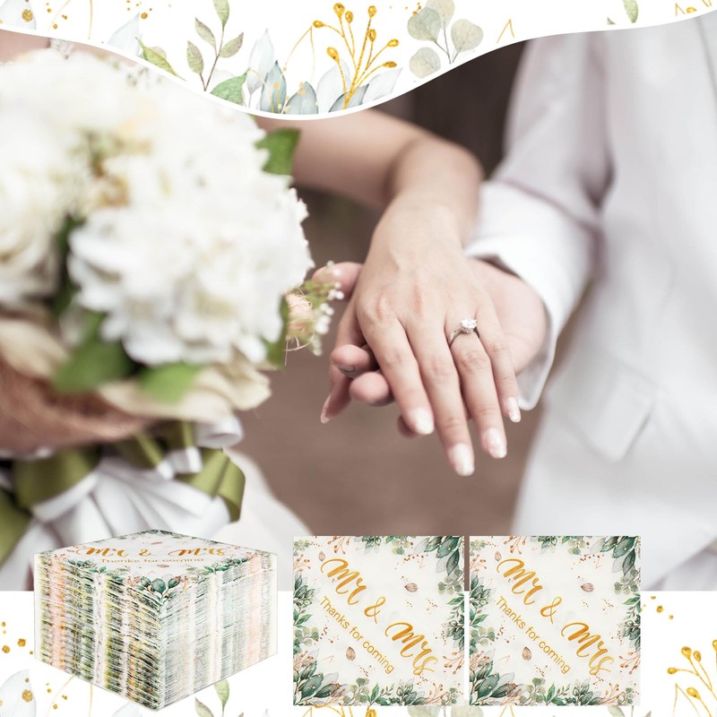 Lincia 100 Pcs Wedding Napkins for Reception Gold Cocktail Beverage