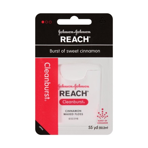 Reach Waxed Dental Floss, Cleanburst Cinnamon, 55 Yards (Pack of