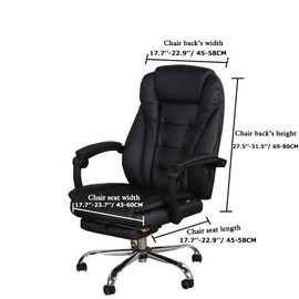 NILUOH Velvet Office Chair Cover with Arm Covers Stretch Computer Desk Chair Covers Universal Boss Swivel Chair Covers Gaming Chair Covers (L,Gray Blue)