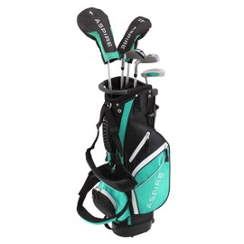 Aspire Golf Junior Plus Complete Golf Club Set for Children Kids - 5 Age Groups Boys & Girls - Right Hand (Green Ages 7-8)