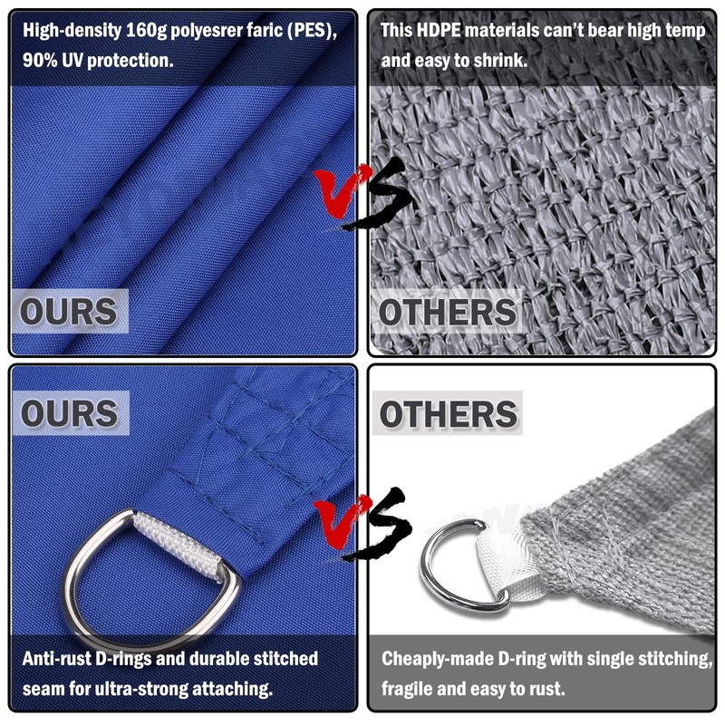 HEYOMART Awning sun protection including mounting ropes, PES polyester, waterproof,