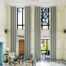 Grichril Extra Long Blackout Curtains - 2 Story High Living Room Drapes - Tall Curtains for High Ceiling or Long Window - 144 156 168 192 204 216 240 Inch 12ft-20ft Length(1 Panel, Grey, 52″x204″)