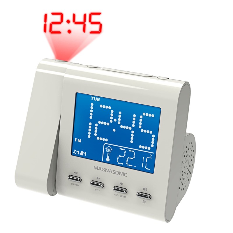 Magnasonic Projection Alarm Clock with AM/FM Radio, Battery Backup, Auto