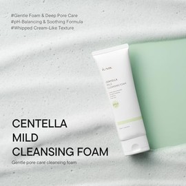 IUNIK- Limpiador facial espumoso suave con centella asiática, no resecado, con 49% de humectación