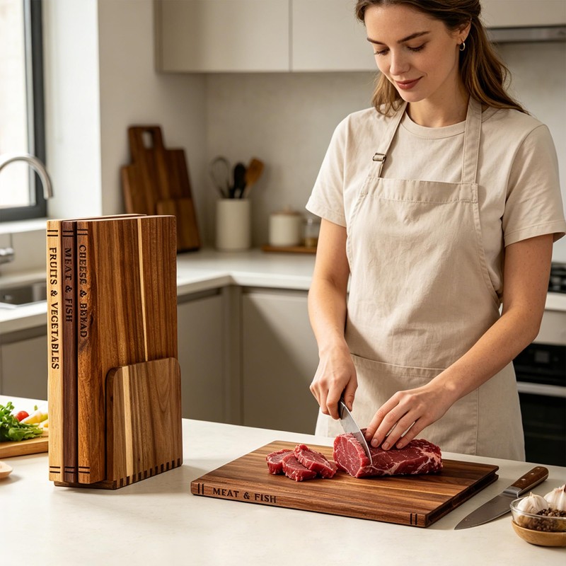 Yatriunfo Book Cutting Board Set of 3 with Stand -