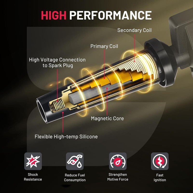 Pack of 4 Ignition Coil + Spark Plugs For Nissan
