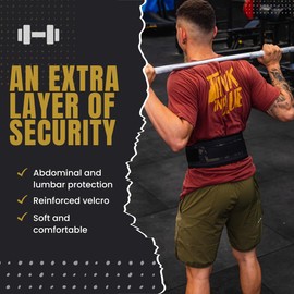 BLUEGORILLA Lumbar Gym Belt, Weightlifting & Training, Squats, Deadlifts, Lunges, Powerlifting, Crosstraining & Fitness, Patches, Designed for High Loads.