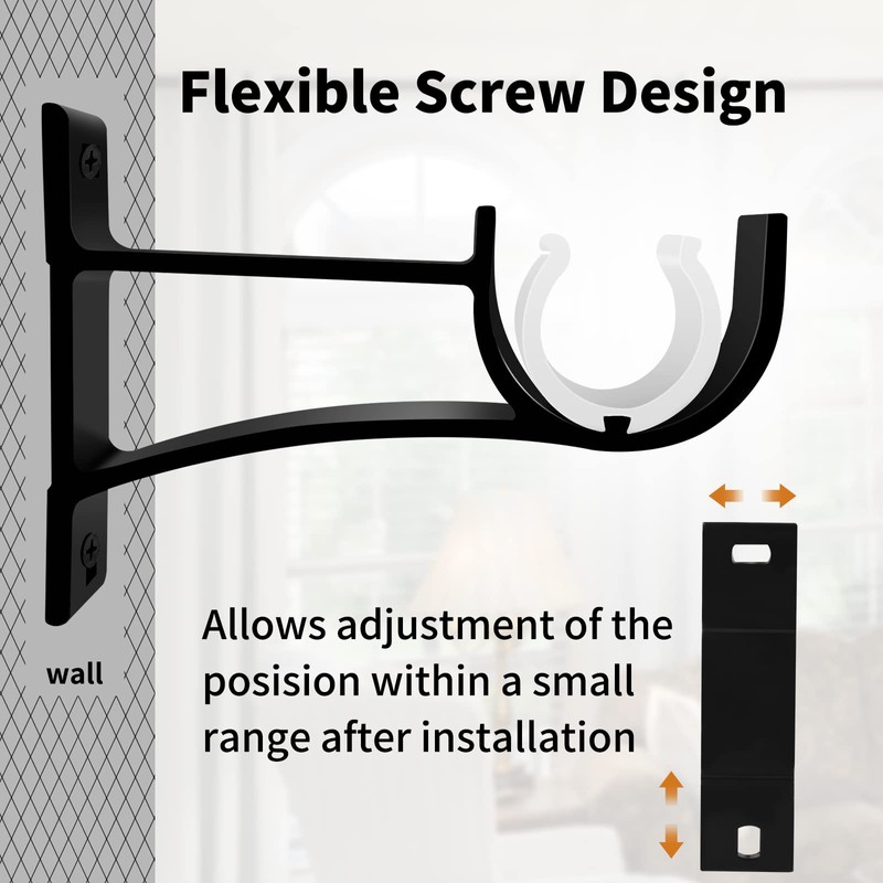 KOLAKO Curtain Rod Bracket, 12 Pack Heavy Duty Curtain Rod