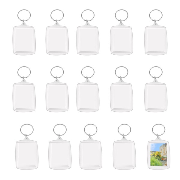 15 Pcs Photo Keyring Blanks Key Ring Photo Holders Photo Key Holder Keyring Blanks Photo Keyrings Blank Double Sided Blank Keyrings Personalised Picture Keychain Clear Key Ring for Photos