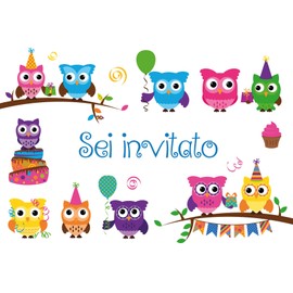 Edition Colibri 10 x Birthday Invitations Owls Birthday Invitations for Children Italian (10645 IT)