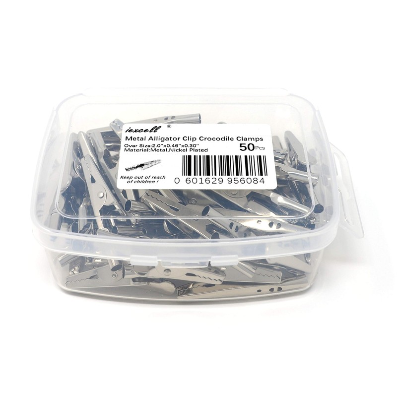 iExcell 50 Pcs 2"/51mm Steel Alligator Clips Crocodile Clamps,Silver Tone