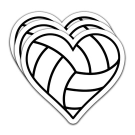 (3PCS) Volleyball Sticker, Vollleyball Heart – Waterproof Vinyl Decal for Books, Laptops, Phones, Tumblers, Water Bottles, Scrapbooks - Sport Gift for Players, Teams, Fans - 3 x 2.8 Inch