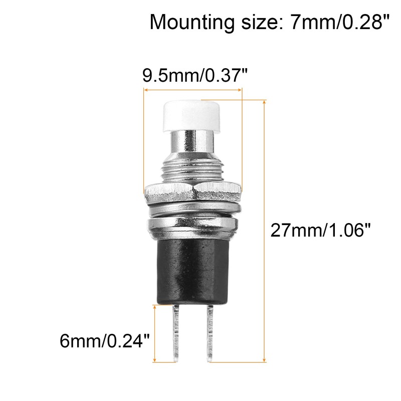 sourcing map 10 Pcs 1A 250V AC 7mm Mini Momentary
