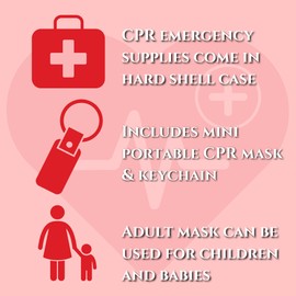 CPR Pocket Mask Kit - CPR Mask with One Way Valve Bundled with CPR Mask Keychain, Disposable Gloves and Alcohol Swab - CPR Face Shield Barrier - CPR Kit